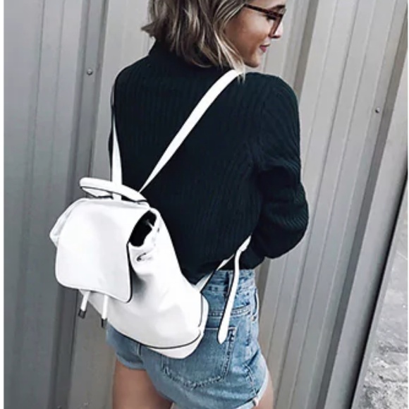 Forever 21 Handbags - NWT - White Faux Leather Flap-Top Backpack